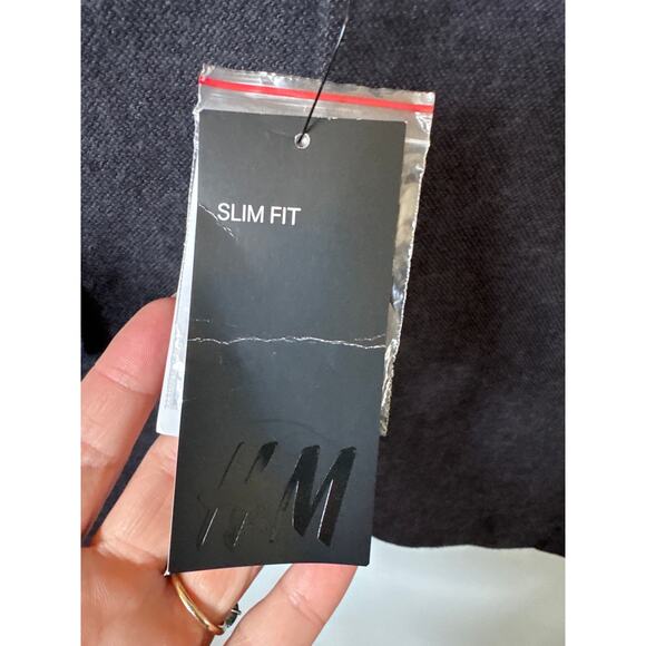 H&M Slim Fit Blazer Charcoal Gray 100% Cotton Men's Size 38R NWT - Picture 3 of 8